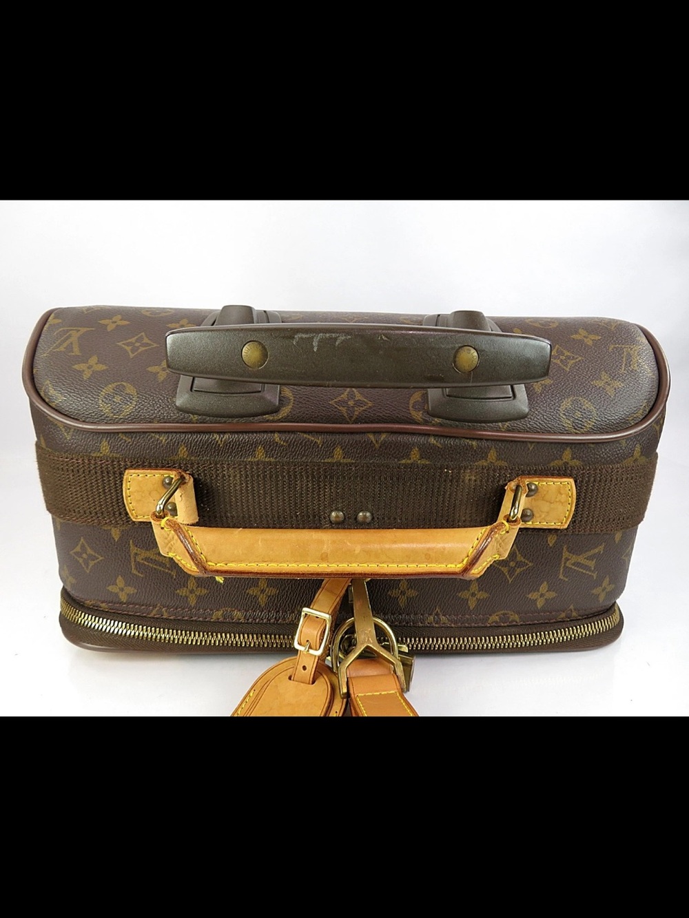 Louis Vuitton Brown Monogram Carry-On Suitcase with Leather Trim - Picture 10 of 16